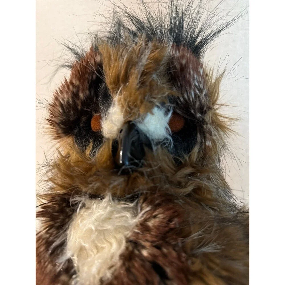 Folkmanis Puppets Great Horned Owl Brown With Rotating Head and Closes Eyes